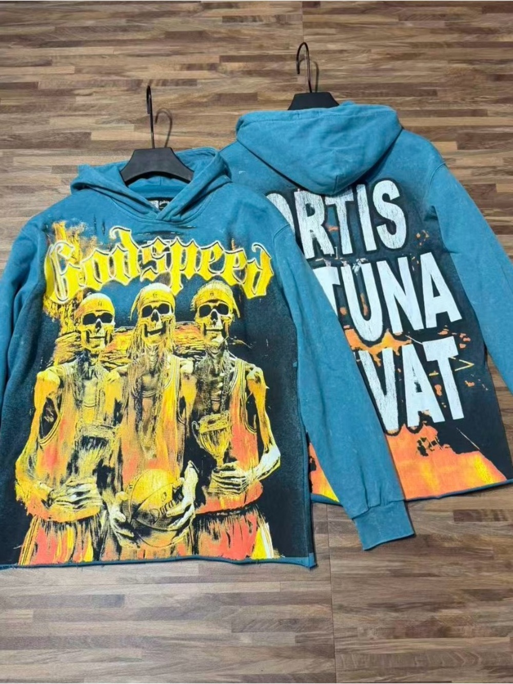 Godspeed Graphic Blue Hooded Windbreaker Jacket